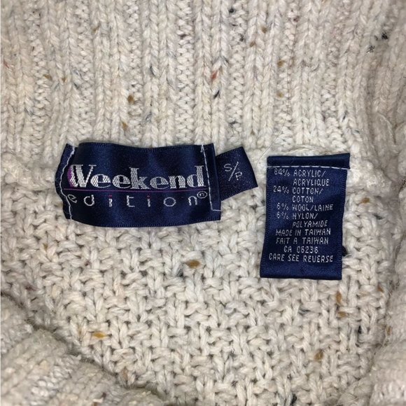 Weekend Editions Vintage Sweater Size Small Oversized Ivory Speckled  Wool Blend - Picture 6 of 7